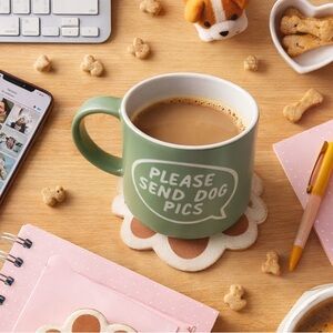 Please Send Dog Pics Mug | Sage Green Stoneware Coffee Mug